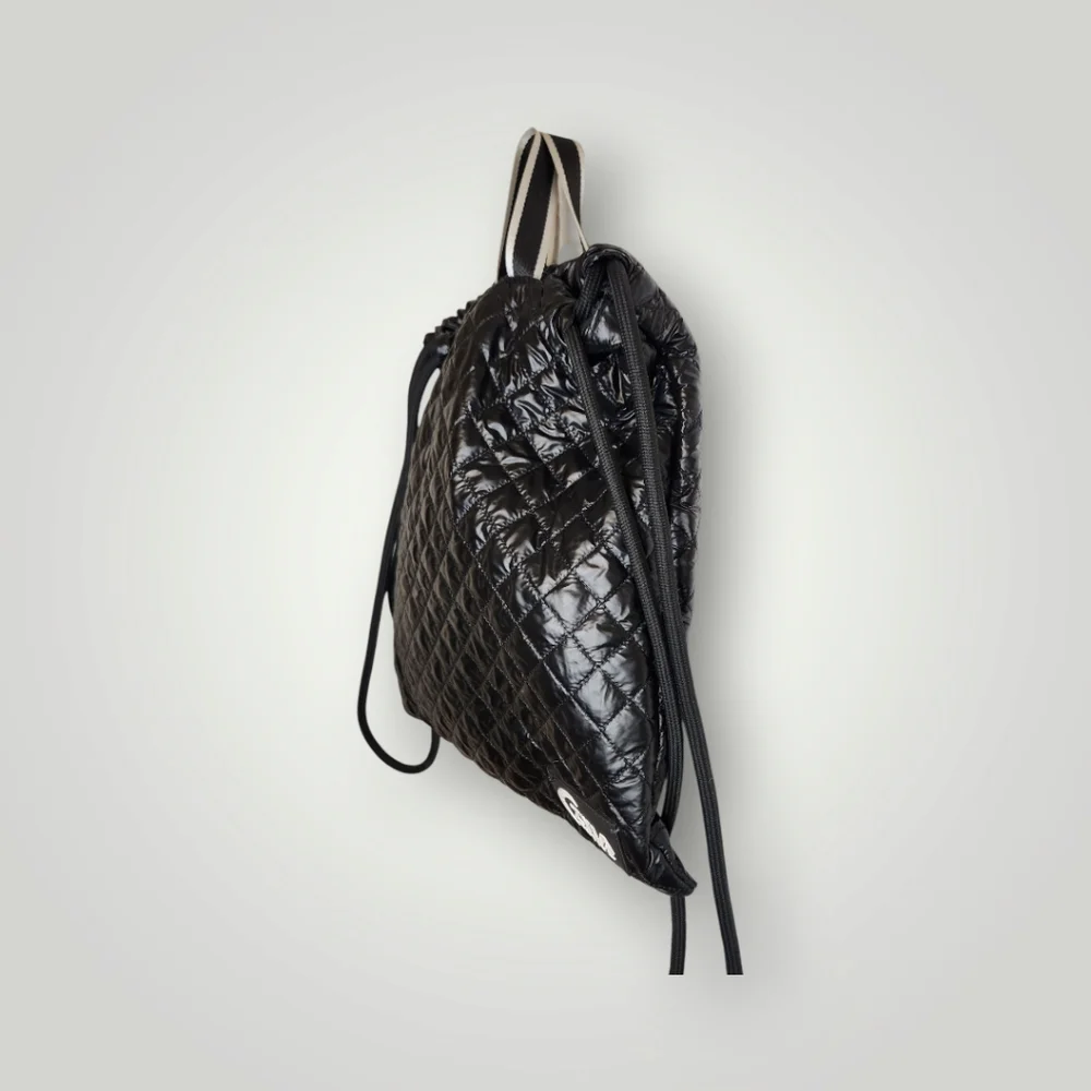 Zyia active quilted drawstring backpack USA Black Bag